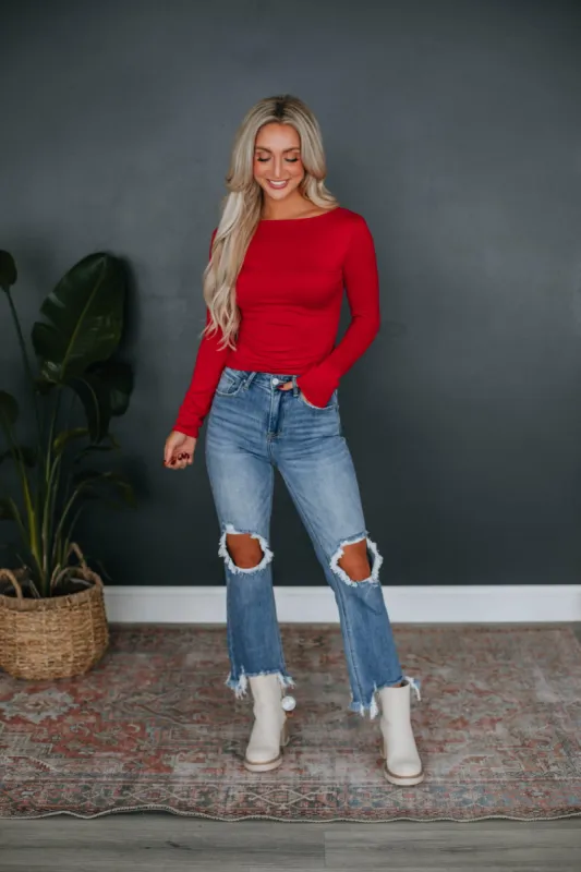 Ronin Long Sleeve Top - Red sold by Wild Oak Boutique