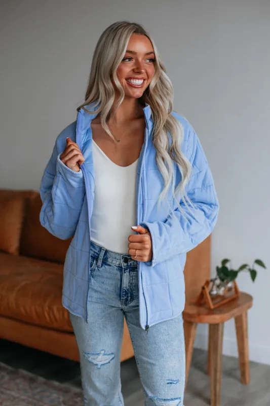 Winslie Quilted Jacket - Cornflower Blue sold by Wild Oak Boutique