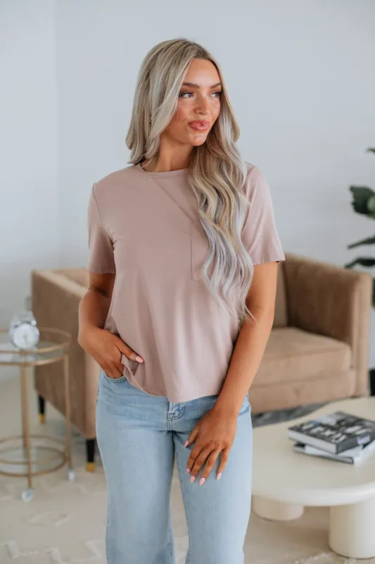 Danielle Basic Tee - Taupe sold by Wild Oak Boutique