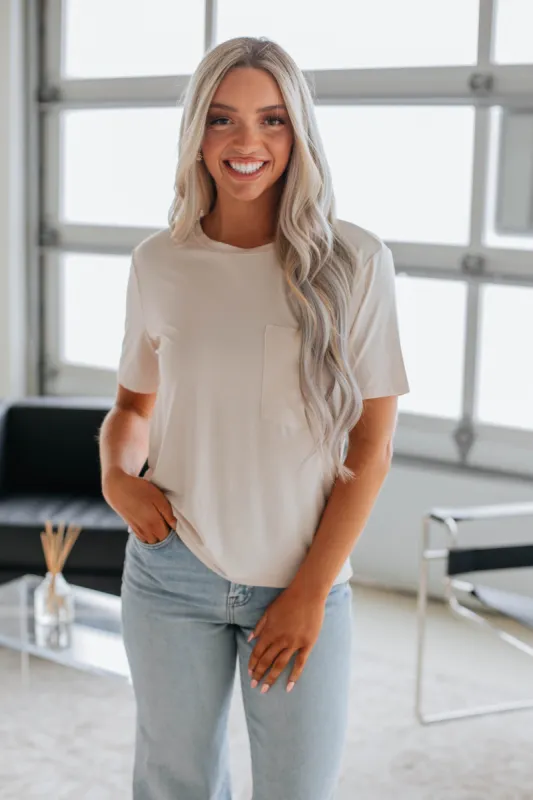 Danielle Basic Tee - Natural sold by Wild Oak Boutique