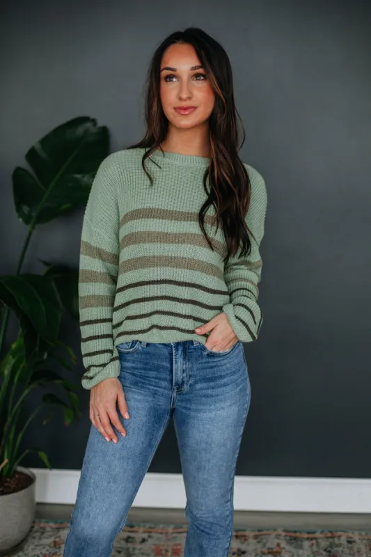 Jennetta Knit Sweater - Sage Mix sold by Wild Oak Boutique