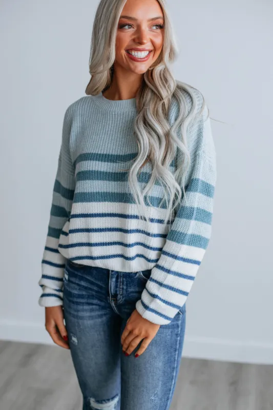 Jennetta Knit Sweater - Blue Mix sold by Wild Oak Boutique