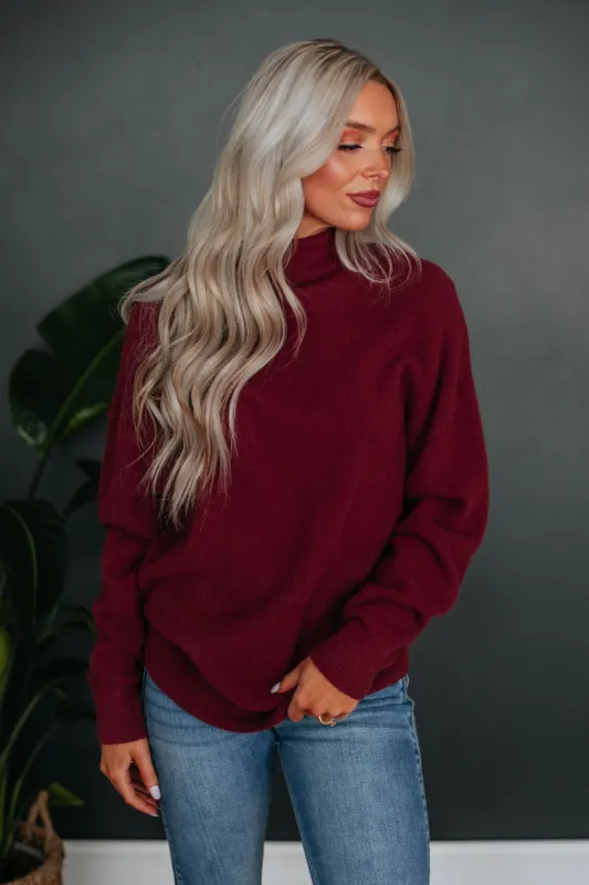 Braya Mock Neck Sweater - Wine sold by Wild Oak Boutique