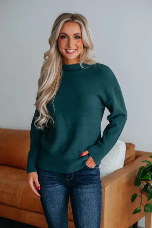 Braya Mock Neck Sweater - Peacock sold by Wild Oak Boutique