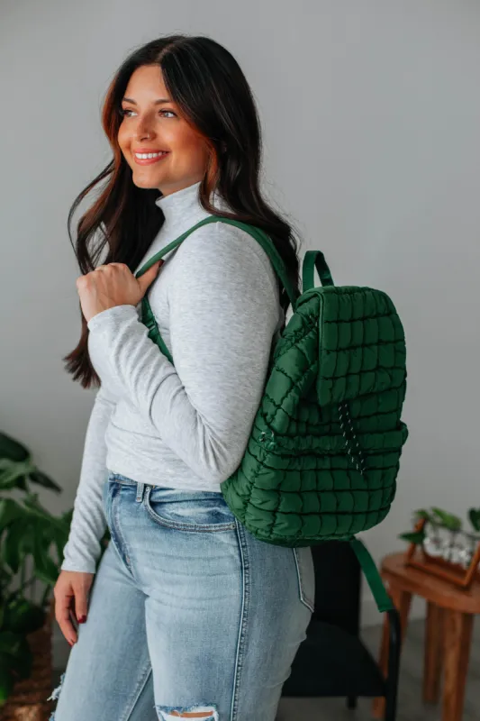 Not So Basic Quilted Backpack - Emerald sold by Wild Oak Boutique