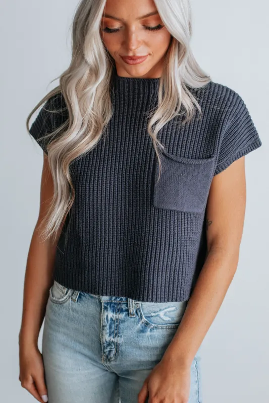 Artis Knit Top - Navy sold by Wild Oak Boutique