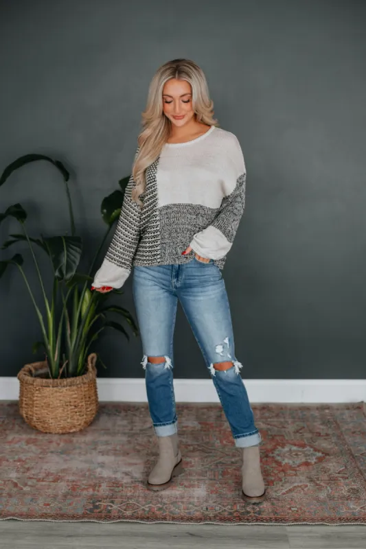 Ramone Colorblock Sweater - Black Mix sold by Wild Oak Boutique