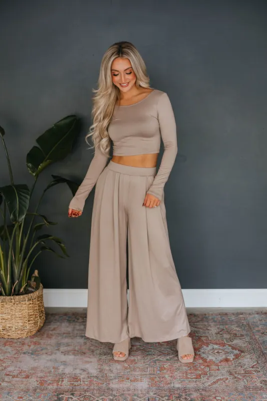 Jaylen Wide Leg Pants - Toast sold by Wild Oak Boutique