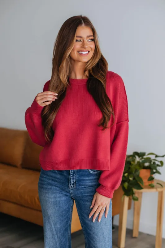 Liana Sweater - Berry sold by Wild Oak Boutique