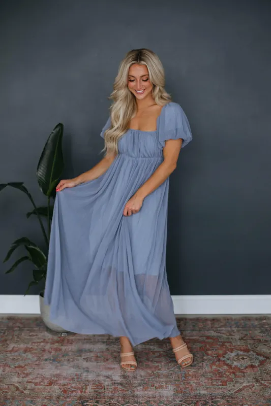 Leona Maxi Dress - Steel Blue sold by Wild Oak Boutique