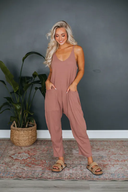 Tallow Ribbed Jumpsuit - Rosewood sold by Wild Oak Boutique