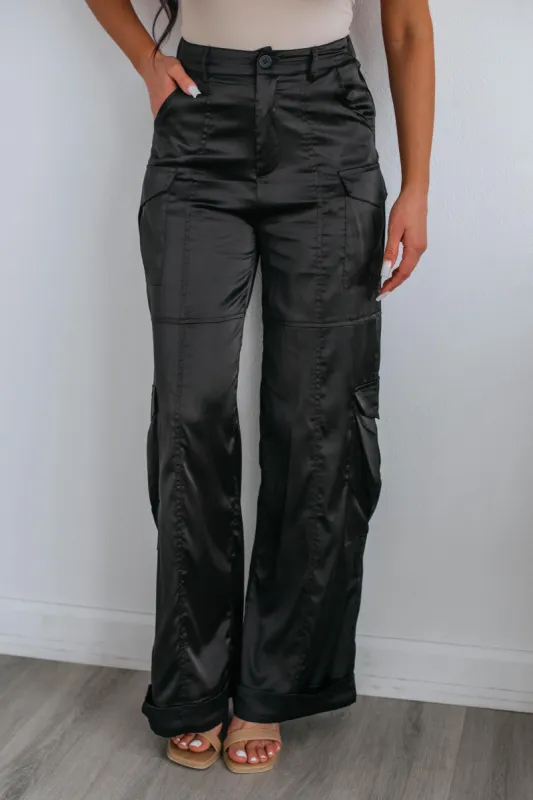 Cassie Satin Cargo Pants sold by Wild Oak Boutique