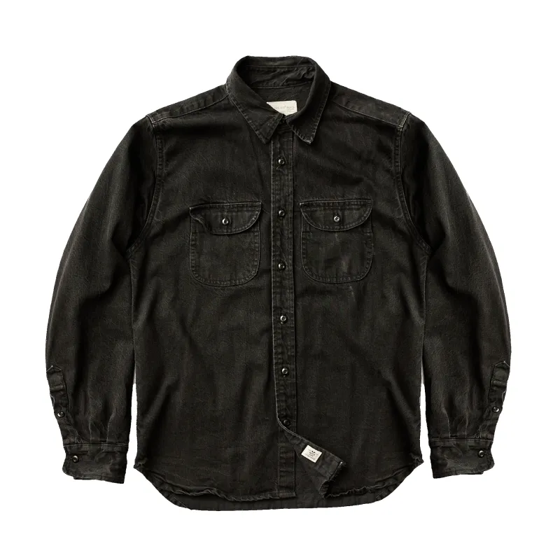 ( Blemish ) Walsh Work Shirt - 11.5oz - Cone Mills White Oak Black Denim sold by Grown & Sewn
