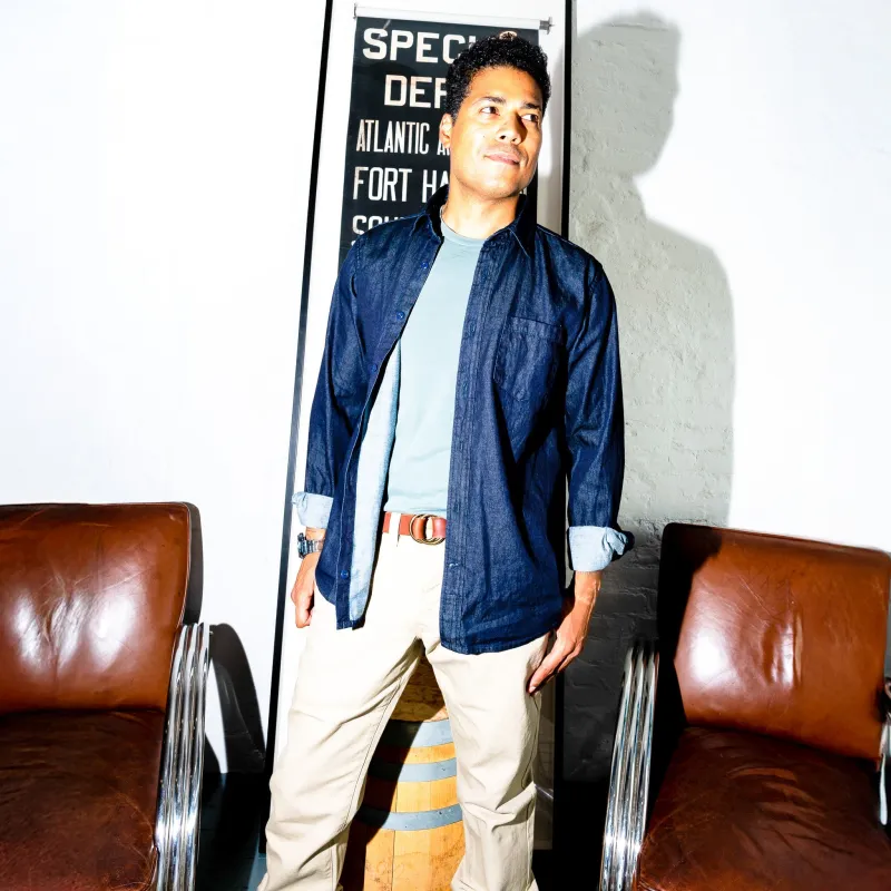 Dean Natural Indigo Shirt - Twill sold by Grown & Sewn