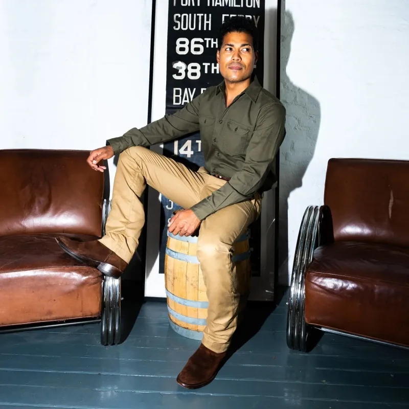 Mason Classic Chino Pant - 3-ply Twill - Ghurka made by Grown & Sewn