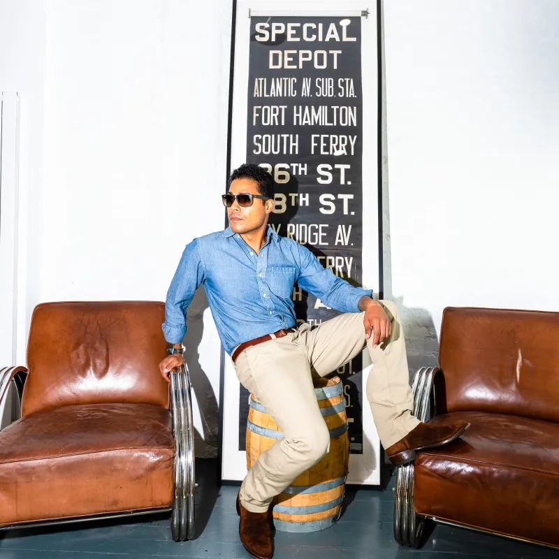 Dean - Indigo Chambray Shirt sold by Grown & Sewn