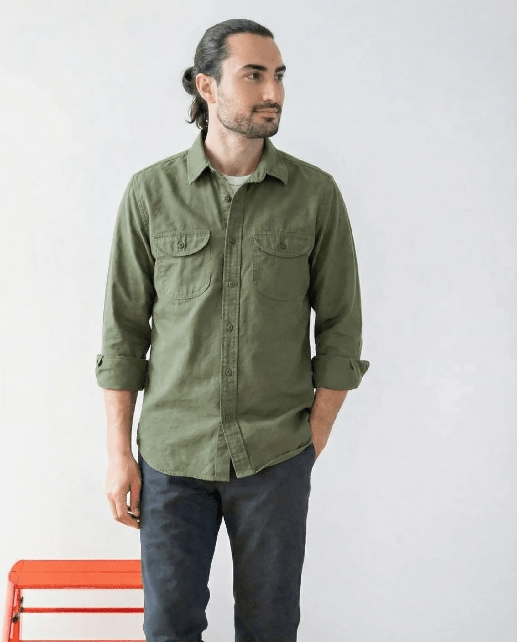Walsh Work Shirt - 8 oz. Brushed Canvas - Army Green sold by Grown & Sewn product image thumbnail 3
