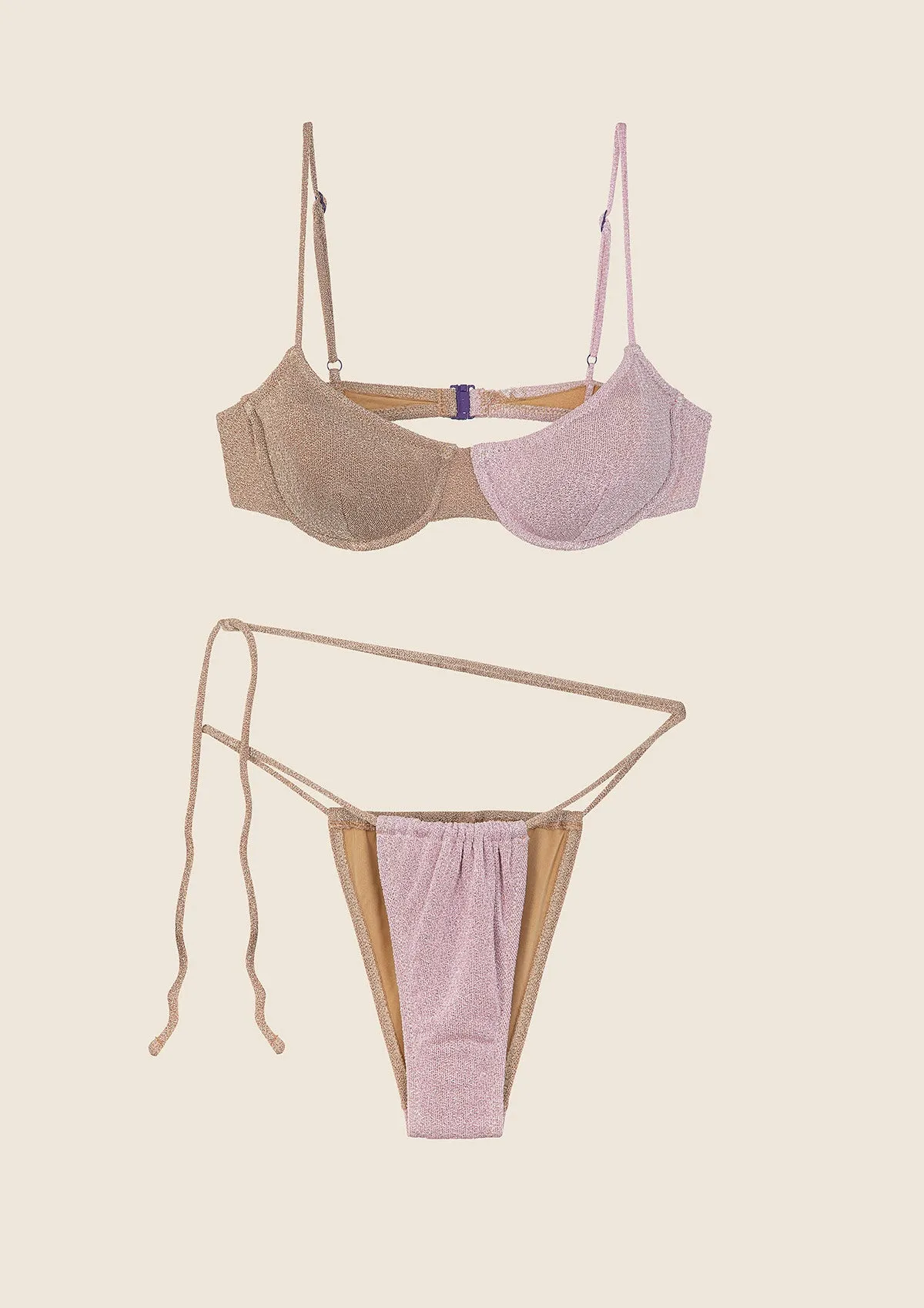 Bikini Donna F**K Reggiseno con Ferretto e Slip Brasiliano Regolabile Gold 0932-GD sold by F**K Official product image thumbnail 3