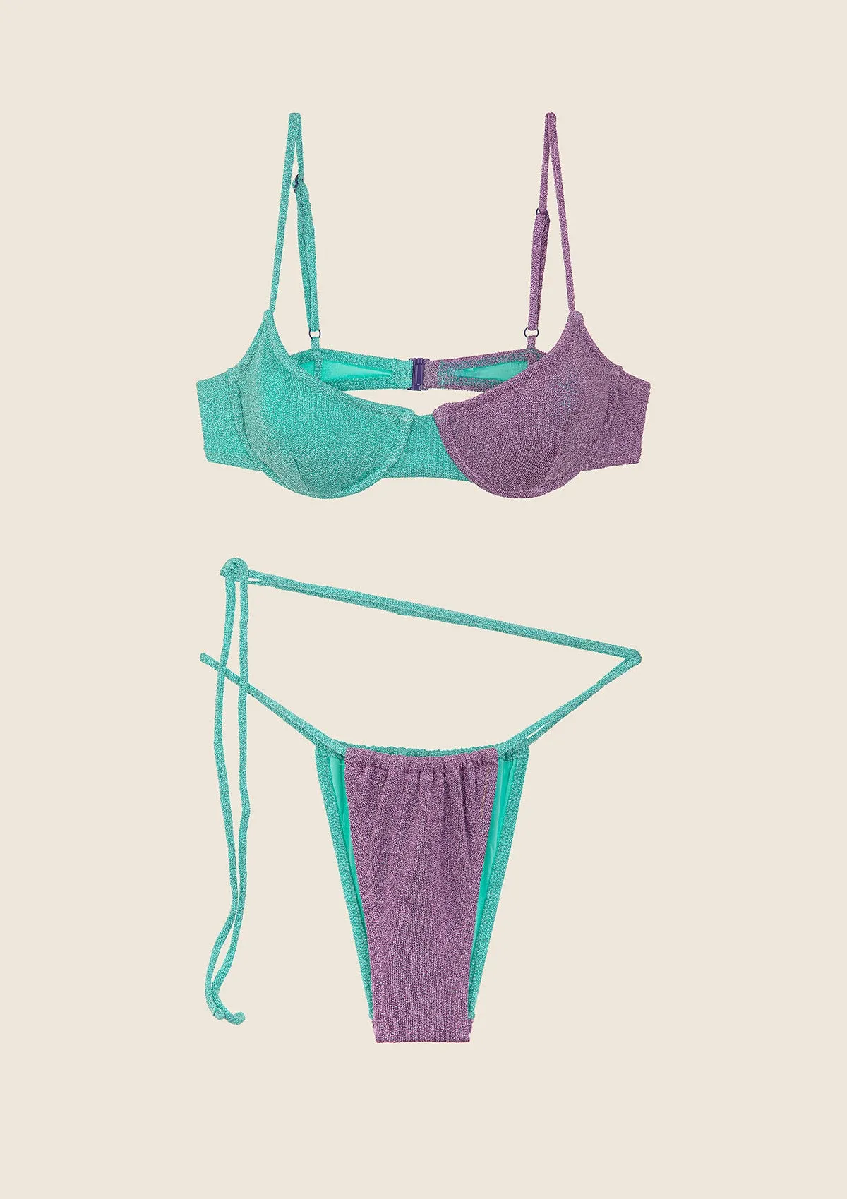 Bikini Donna F**K Reggiseno con Ferretto e Slip Brasiliano Regolabile Lilla 0932-LC sold by F**K Official product image thumbnail 3