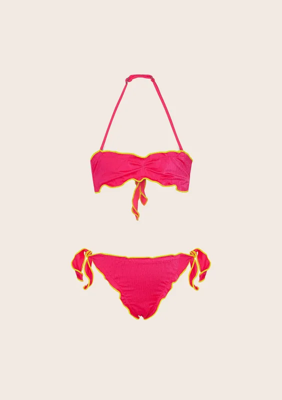 Bikini Bambina F**K Fascia con Slip Regolabile Fucsia Fluo G1M02BA-FF sold by F**K Official
