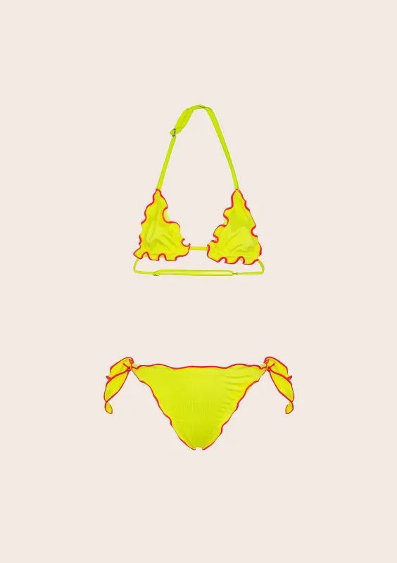 Bikini Bambina F**K Triangolo con Slip Regolabile Giallo Fluo G1M01TA-FY sold by F**K Official