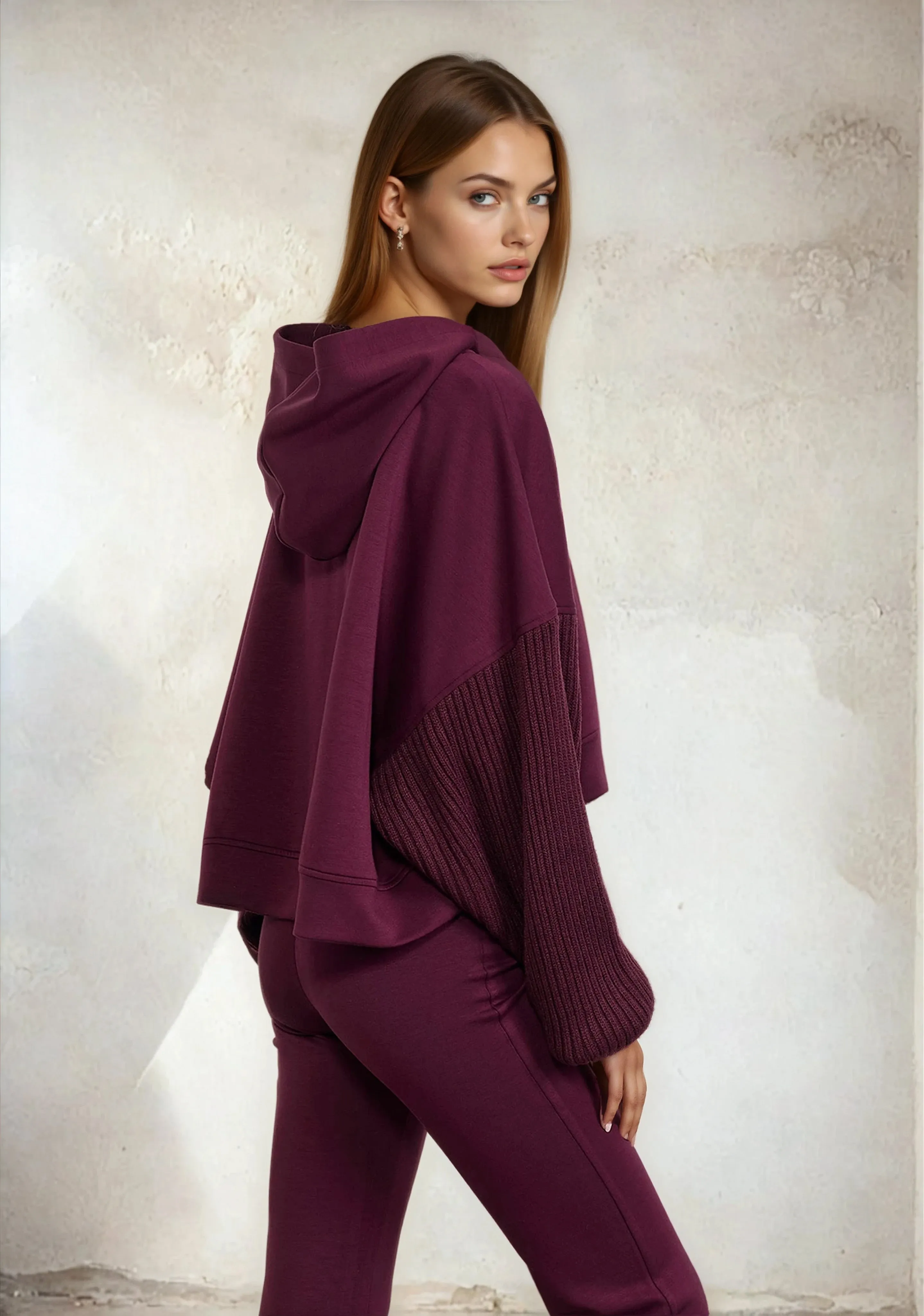 Woman hooded sweatshirt F**K Bordeaux W0302-BD sold by F**K Official product image thumbnail 3