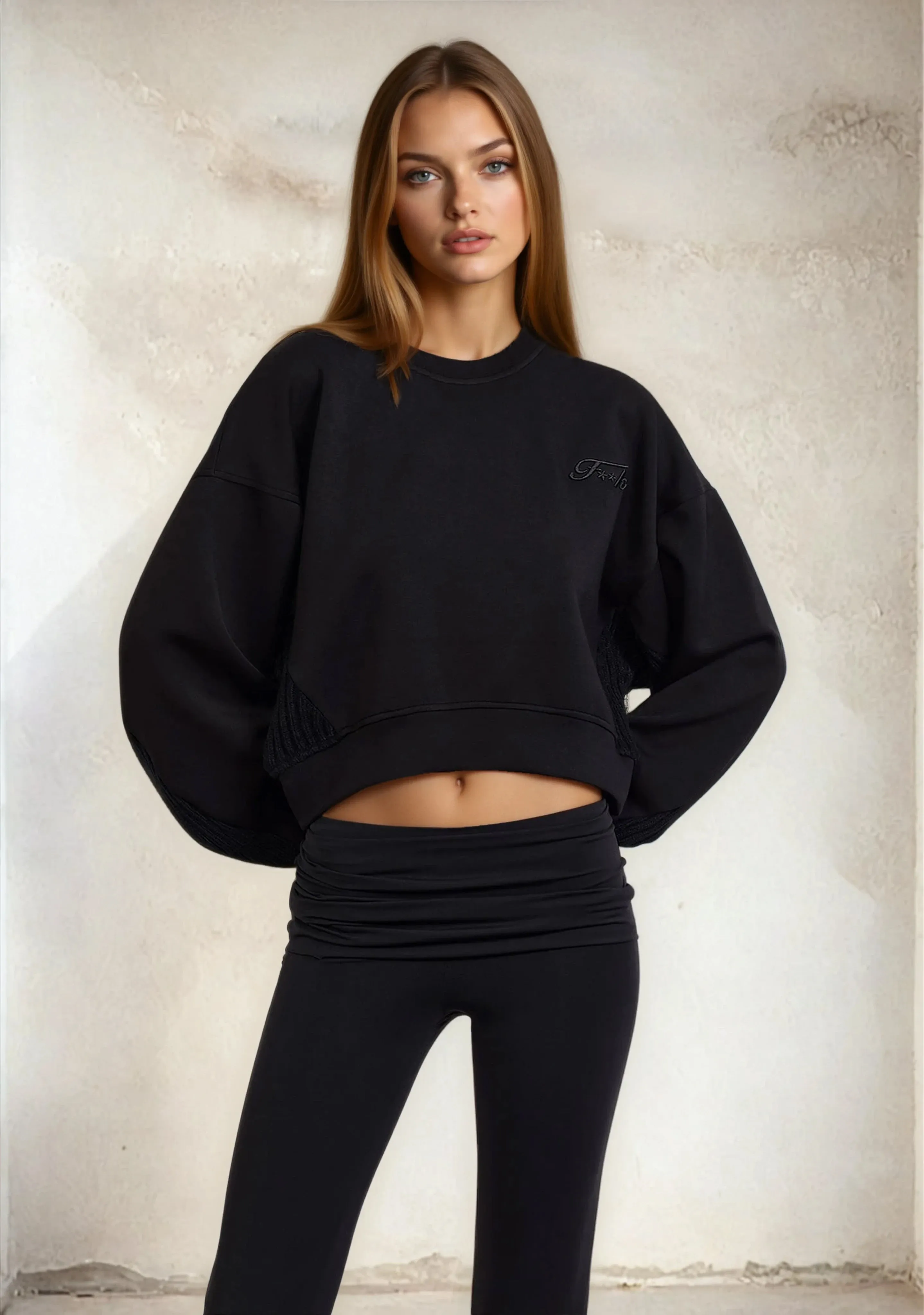 Women's crop sweatshirt F**K Black W0305-BK sold by F**K Official