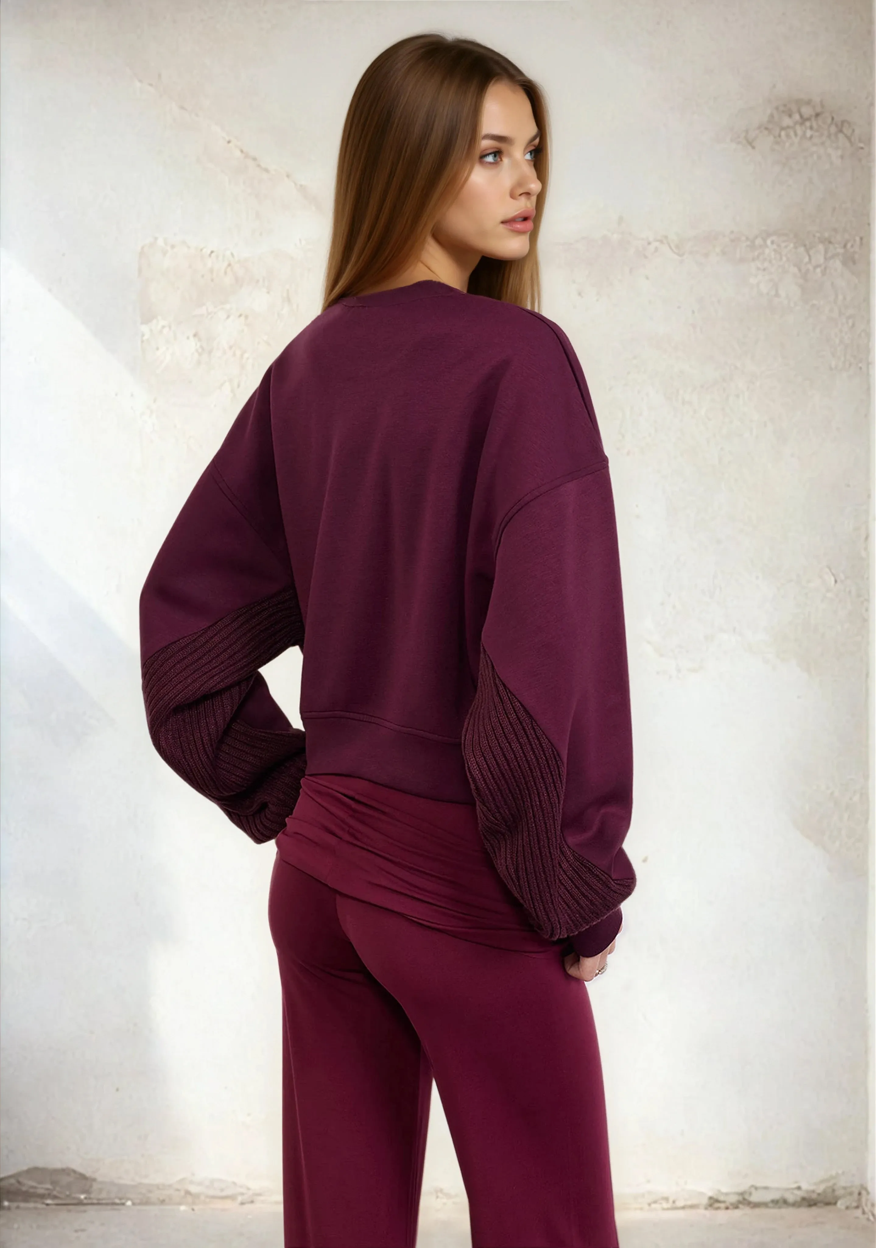 Women's crop sweatshirt F**K Bordeaux W0305-BD sold by F**K Official product image thumbnail 2