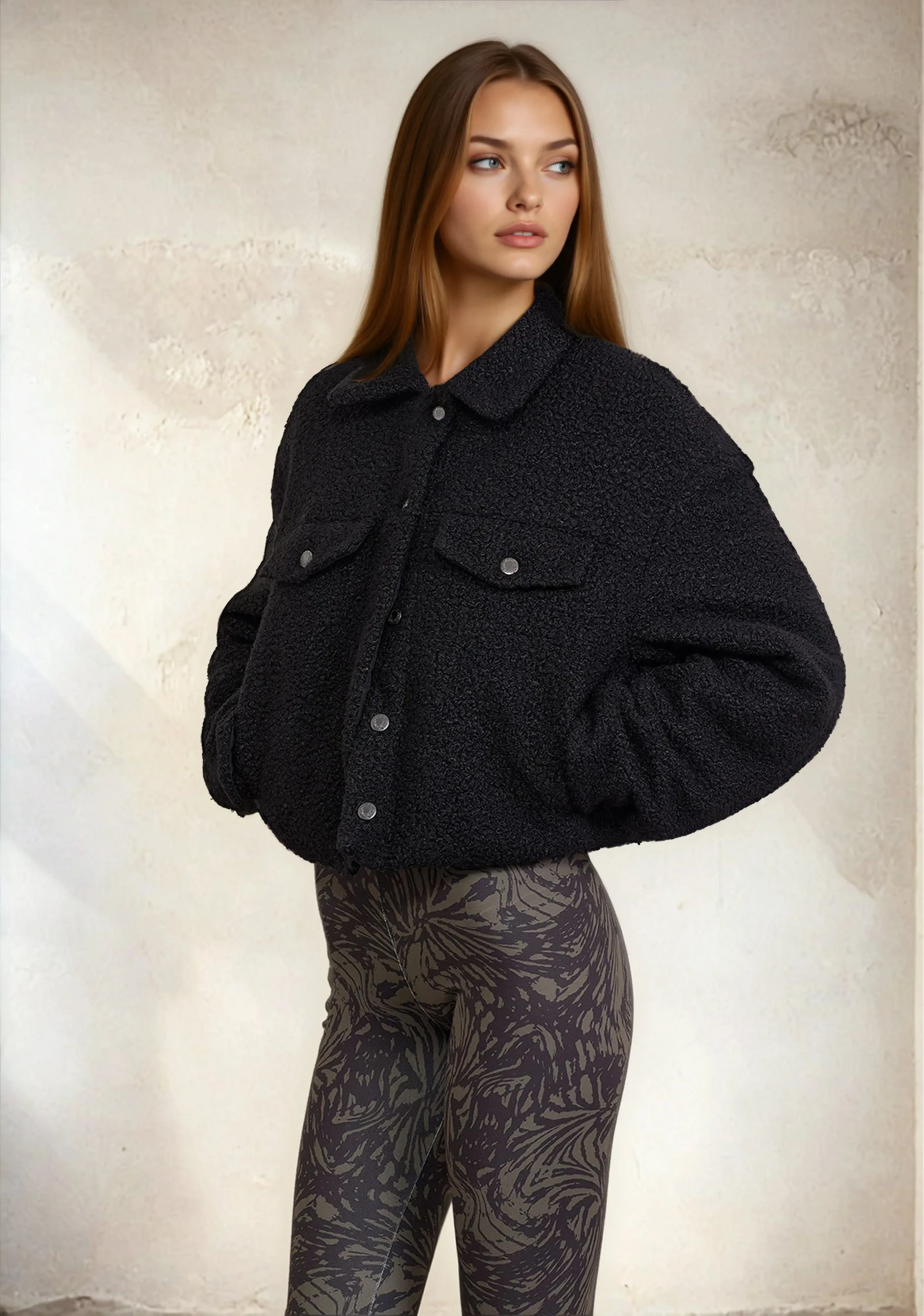 Teddy woman jacket F**K Black W0105-BK sold by F**K Official product image thumbnail 2