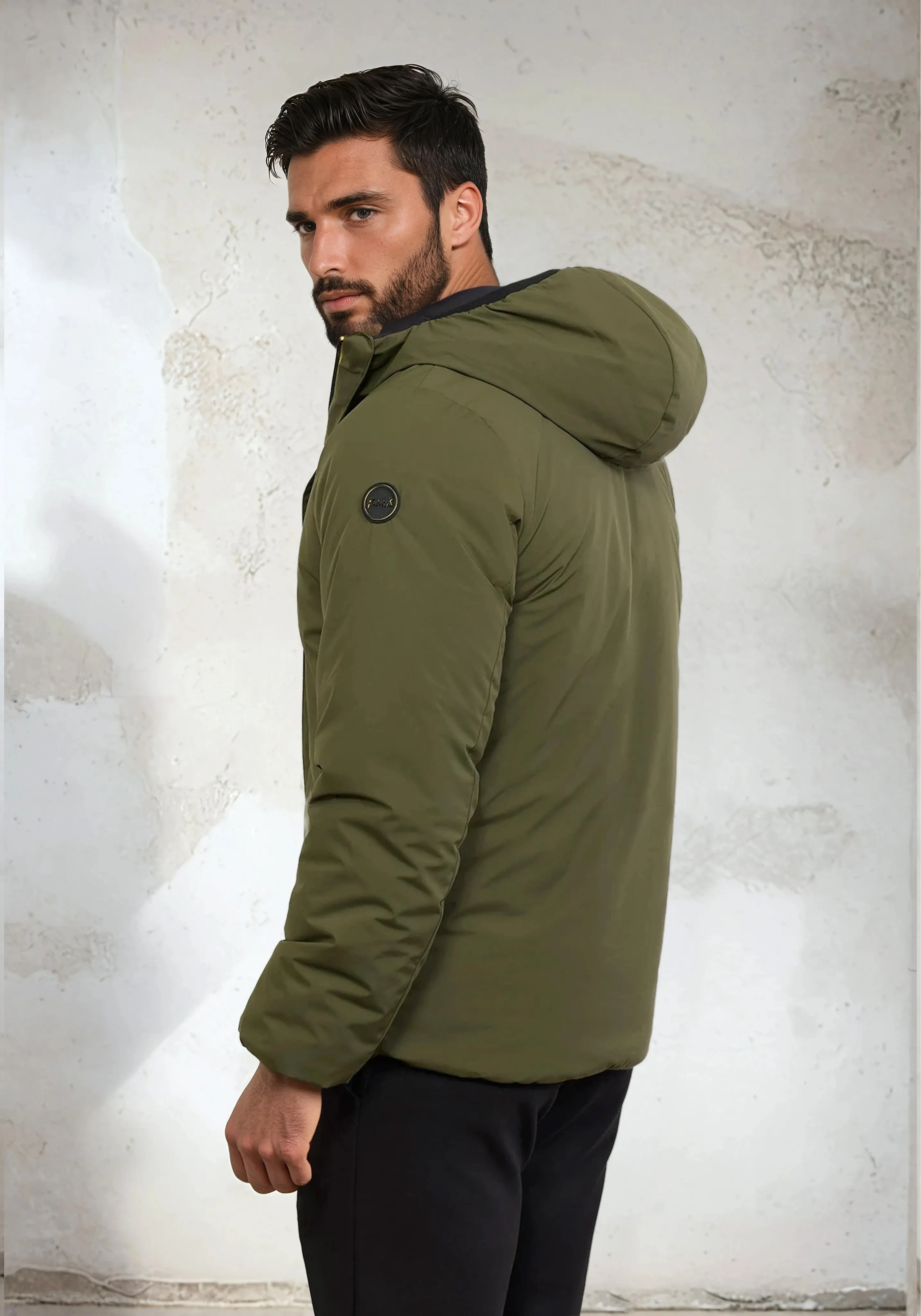 Padded jacket with men's hood F**K Military green M3201-MG sold by F**K Official product image thumbnail 3