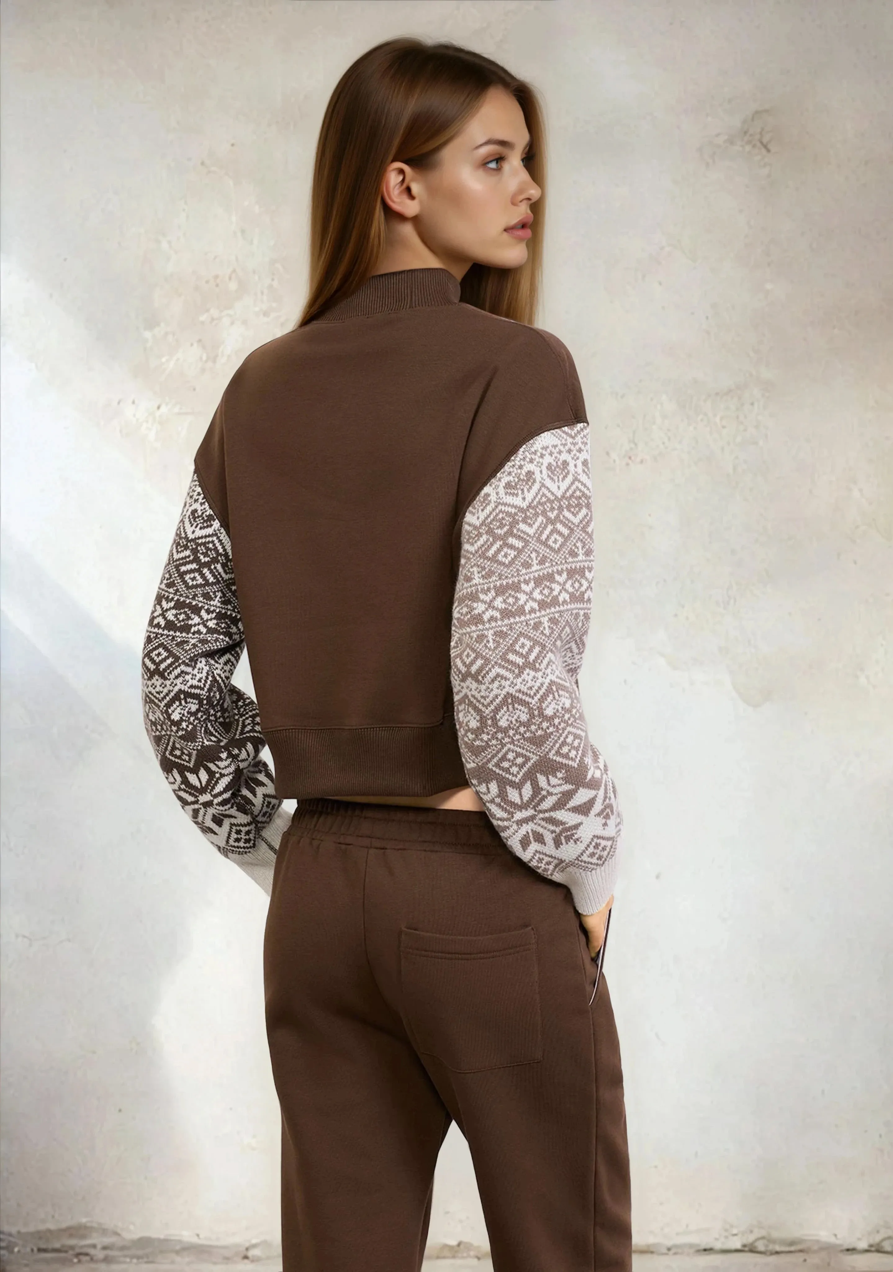 Women's crop sweatshirt F**K Brown W0202-BN sold by F**K Official product image thumbnail 2