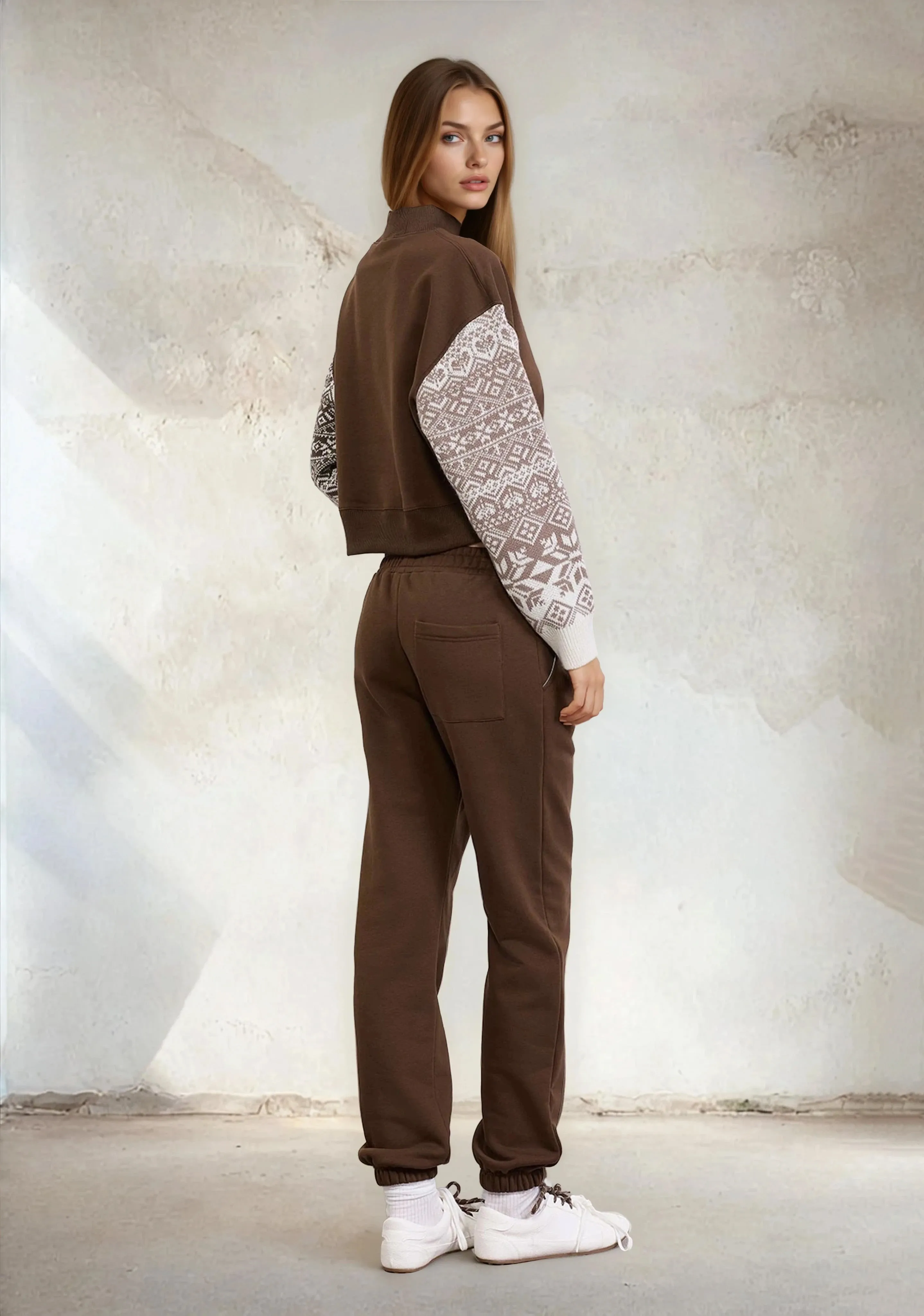 Women's crop sweatshirt F**K Brown W0202-BN sold by F**K Official product image thumbnail 4