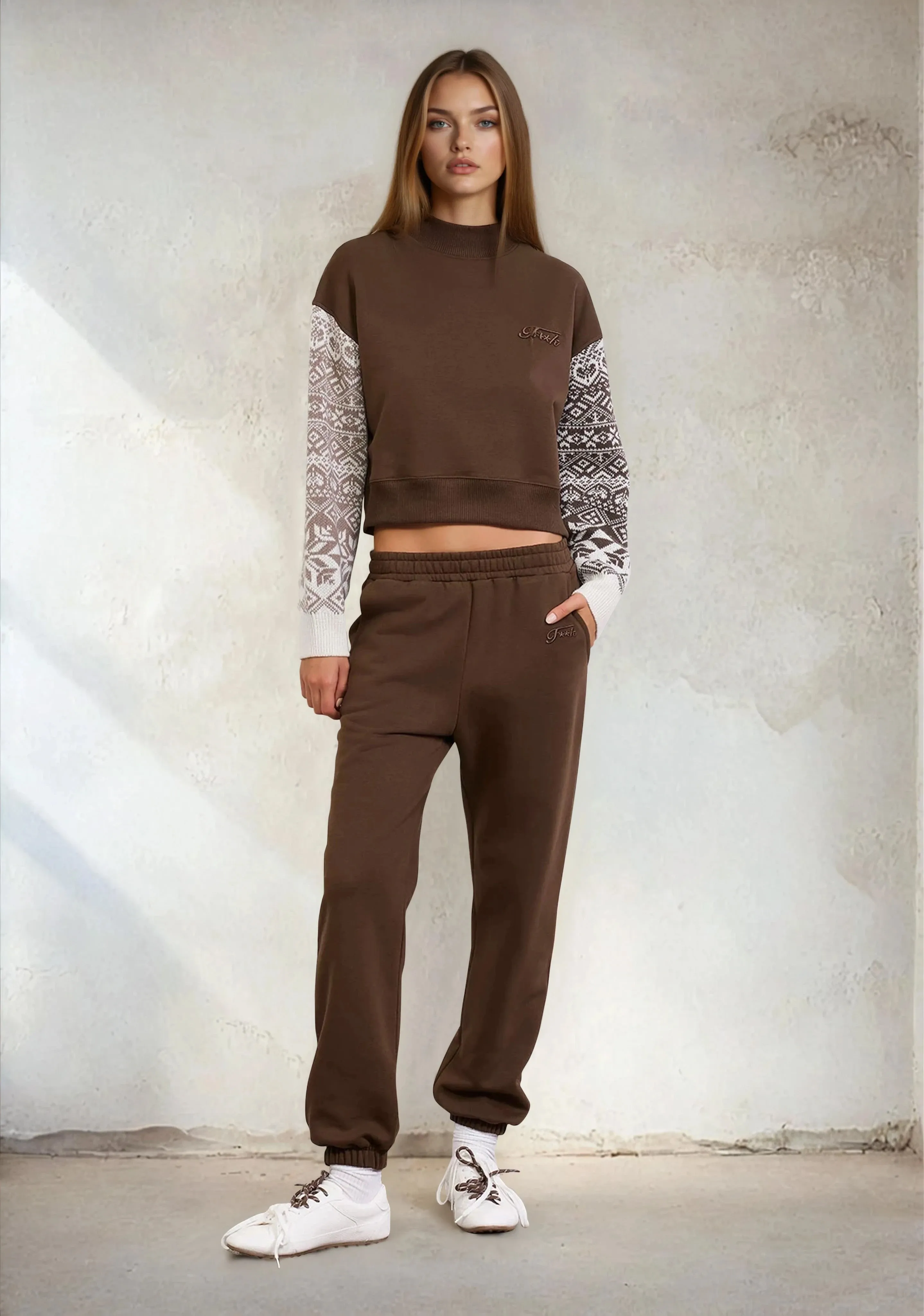 Women's crop sweatshirt F**K Brown W0202-BN sold by F**K Official product image thumbnail 3