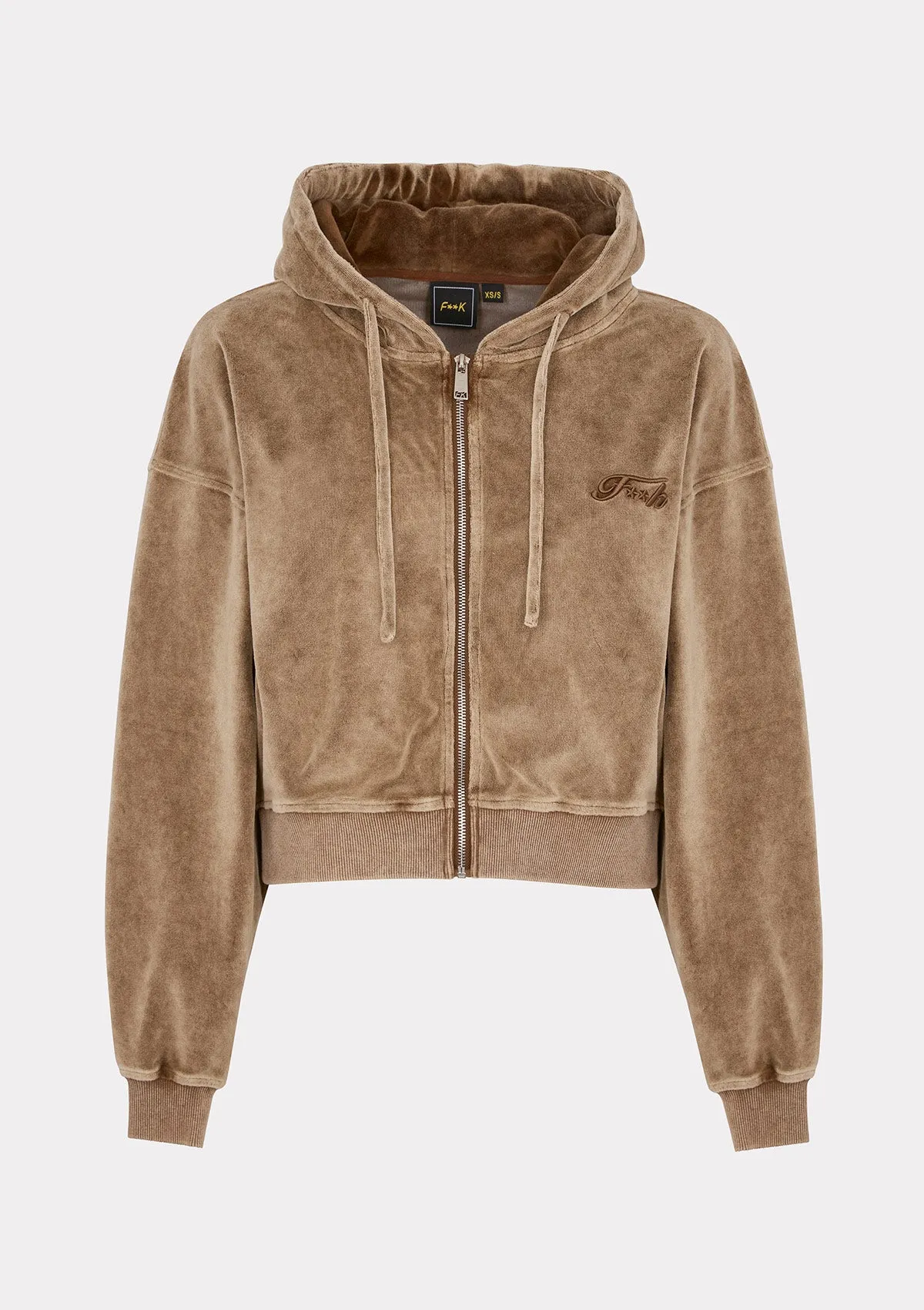 Crop sweatshirt with a woman hood F**K Light Brown W0400-LB sold by F**K Official product image thumbnail 4