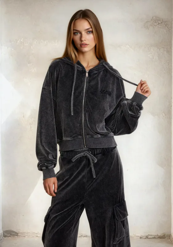 Crop sweatshirt with a woman hood F**K Nera W0400-BK sold by F**K Official