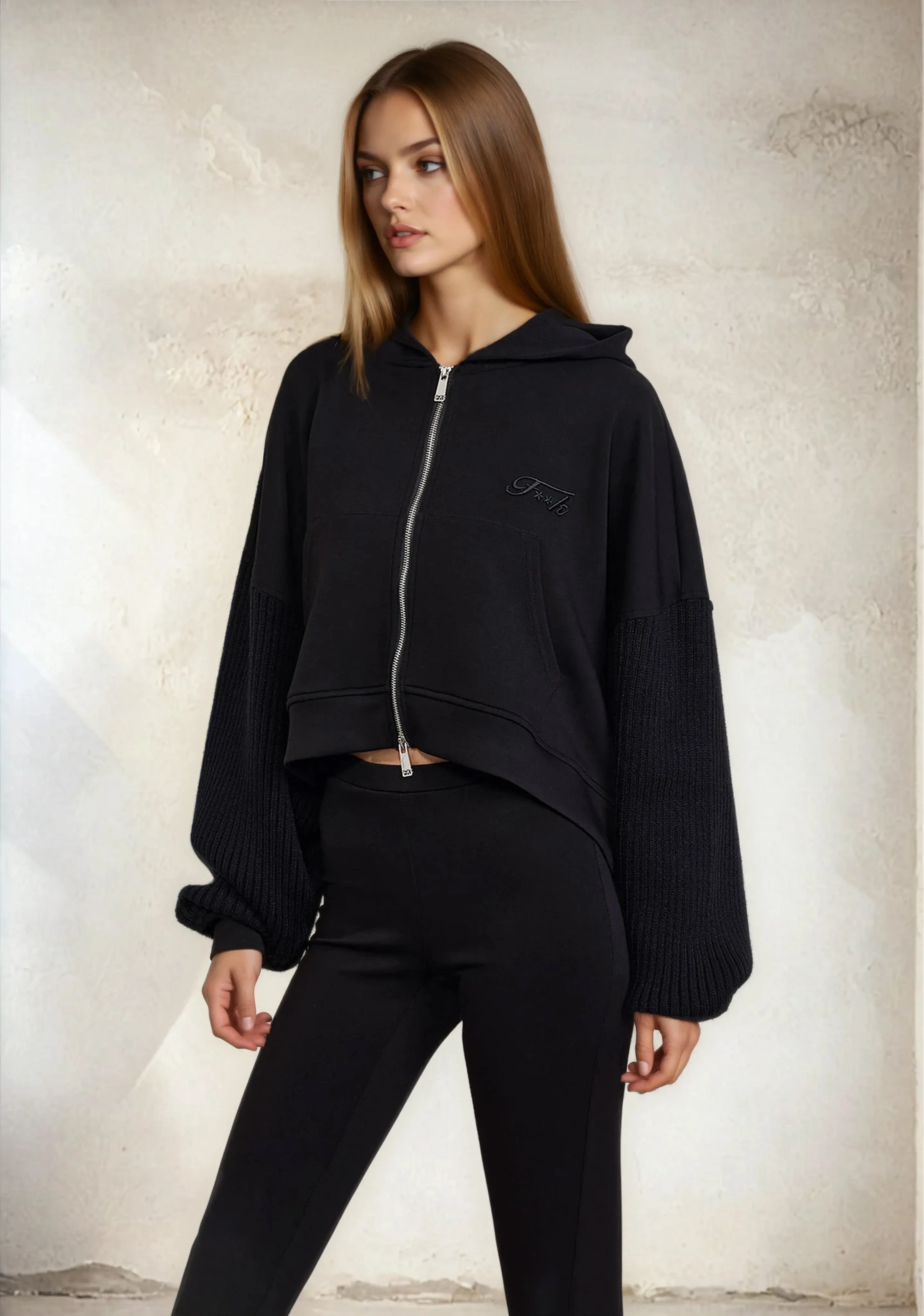 Woman hooded sweatshirt F**K Black W0302-BK sold by F**K Official product image thumbnail 3