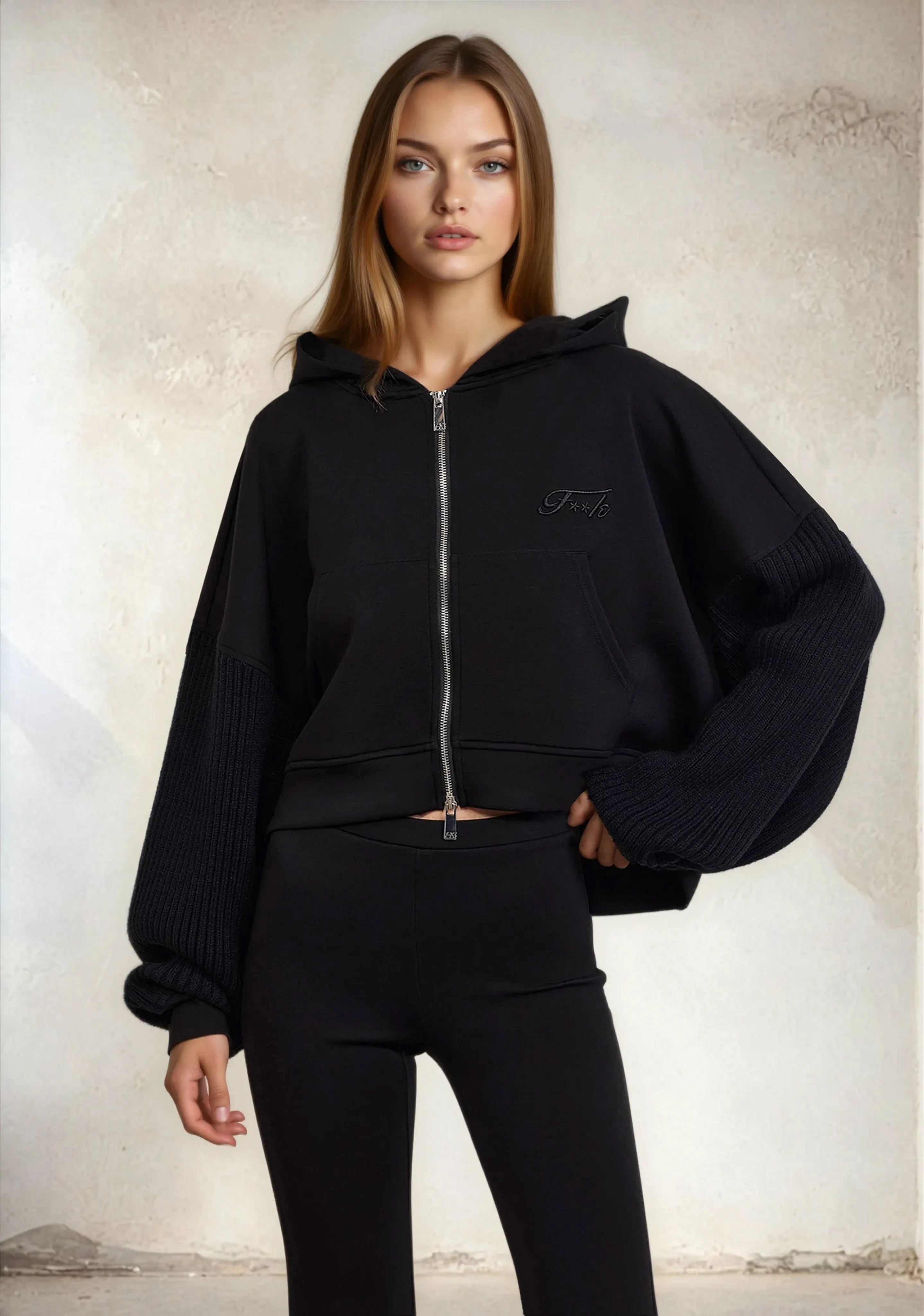 Woman hooded sweatshirt F**K Black W0302-BK sold by F**K Official