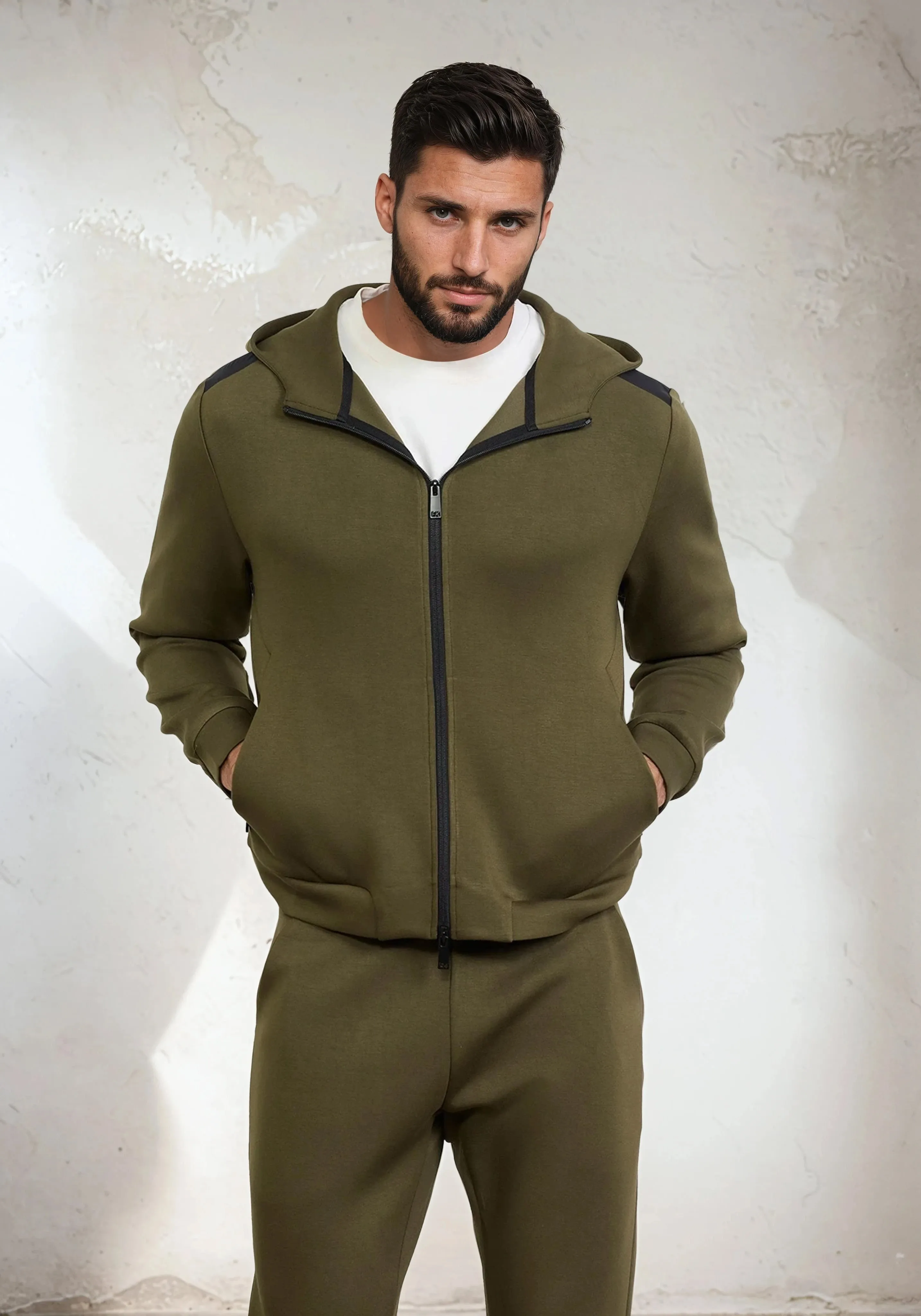 Men's full zip hooded sweatshirt F**K Military green M3100-Mg sold by F**K Official