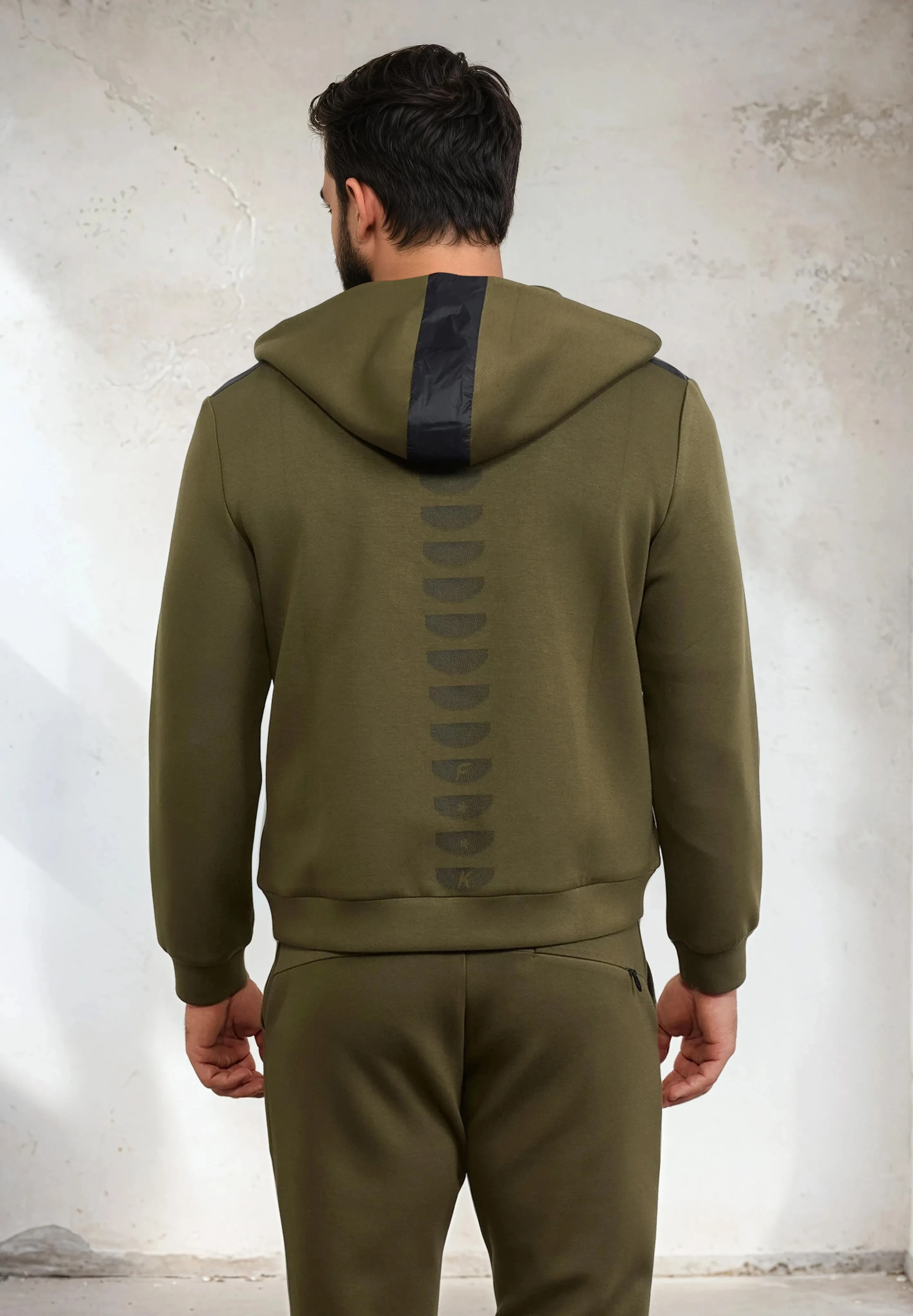 Men's full zip hooded sweatshirt F**K Military green M3100-Mg sold by F**K Official product image thumbnail 2
