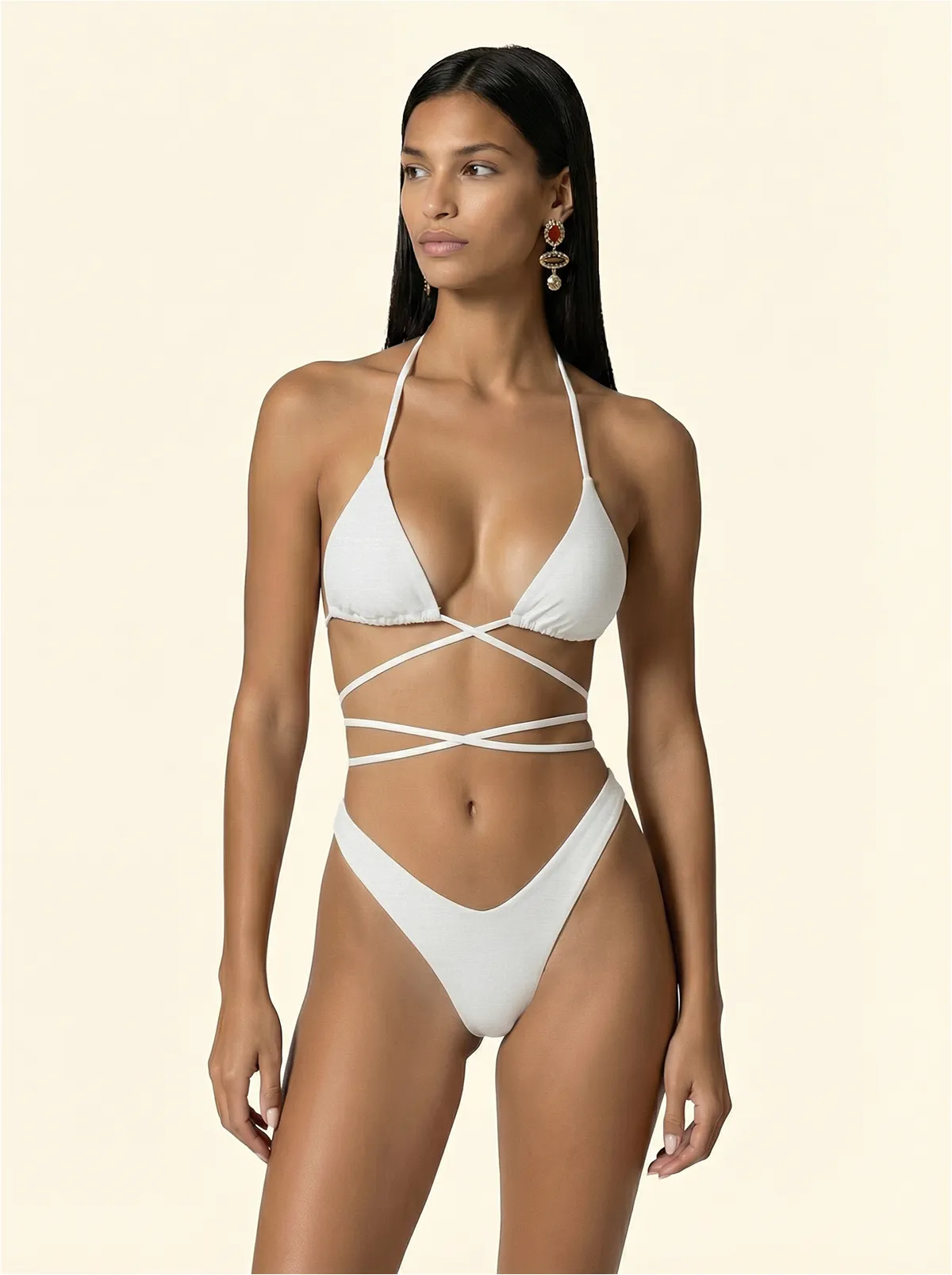 Women's Bikinis F**K Triangle with Slip American Fixed White SW1801-WH sold by F**K Official
