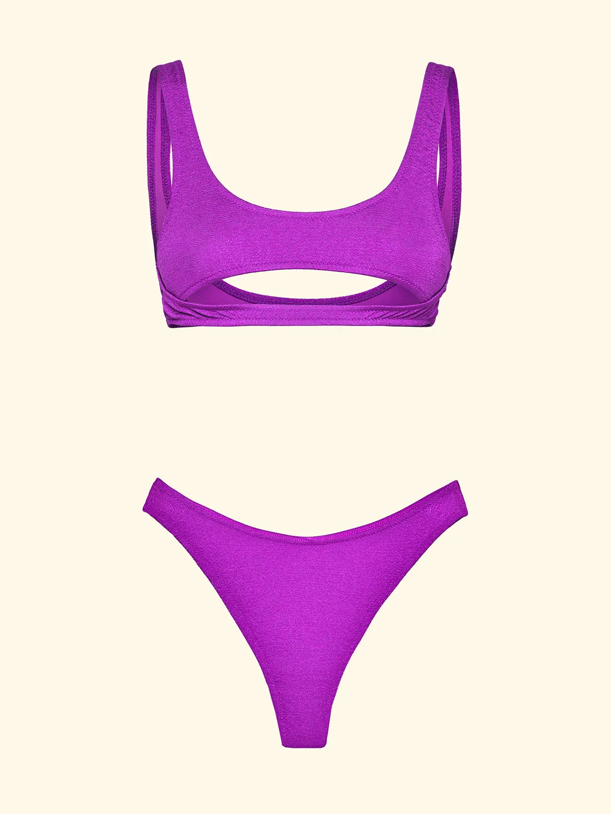 Women's Bikinis F**K Fixed Top with Slip Brazilian High Waist Purple SW1806-PR sold by F**K Official product image thumbnail 3