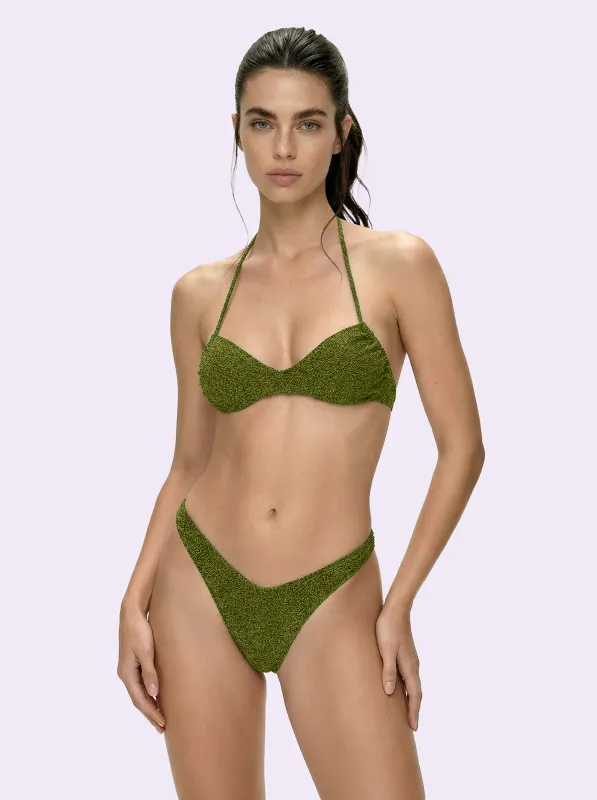Bikini Donna F**K Crazy Fascia con Slip Americano Fisso Verde SW0521-GN made by F**K Official
