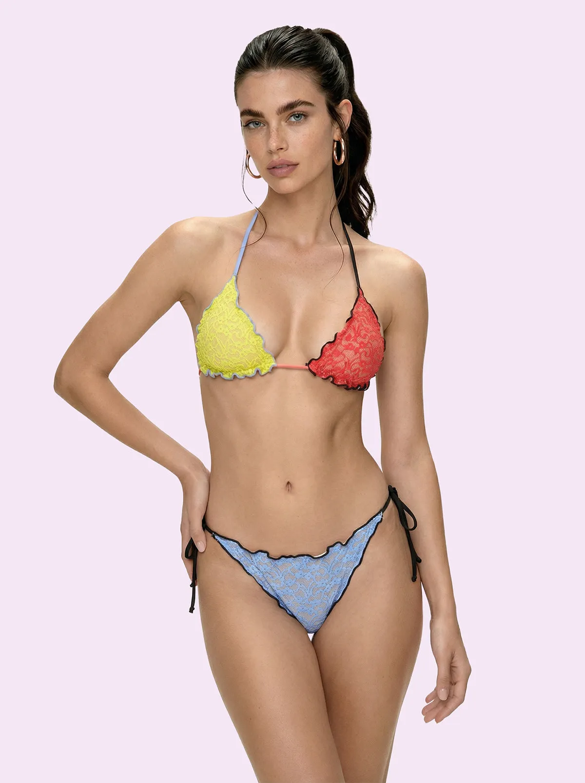 Bikini Donna F**K Crazy Triangolo con Slip Regolabile Celeste SW0312-CL sold by F**K Official