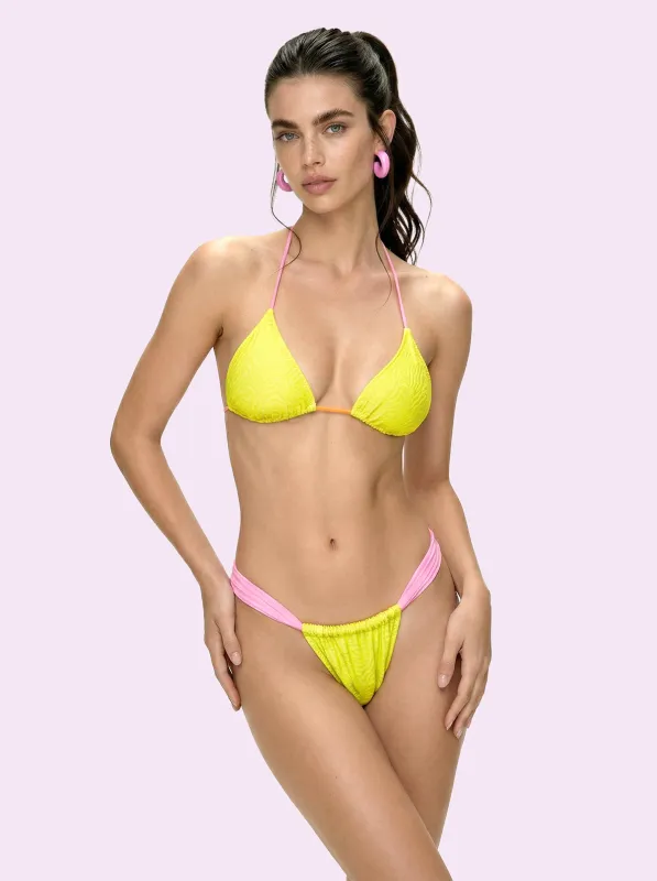 Bikini Donna F**K Crazy Triangolo con Slip Brasiliano Fisso Giallo SW0210-YL made by F**K Official