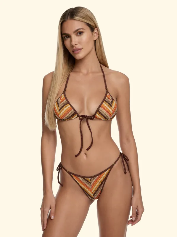 Women's Bikinis F**K Triangle with Slip Brown Thong SW0750-BN made by F**K Official