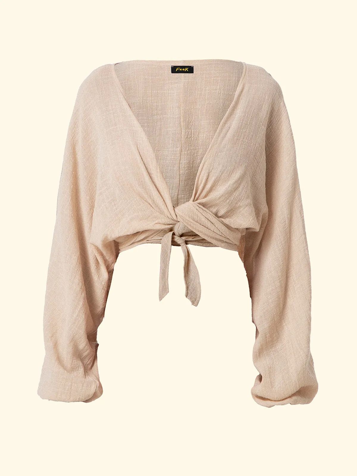 Women's Long Sleeve Crop Top F**K Beige SW0738-BG sold by F**K Official product image thumbnail 5