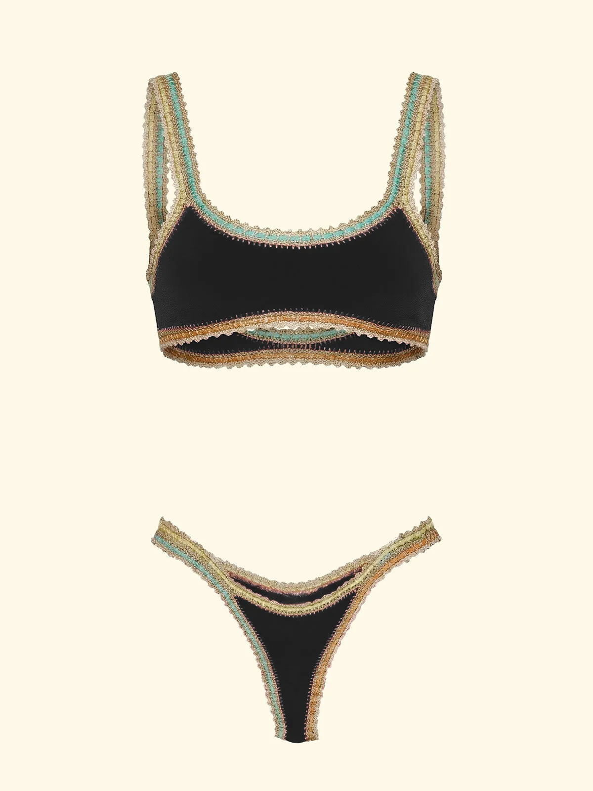Women's Bikinis F**K Top with Slip Brazilian Fixed Black SW0261-BK sold by F**K Official product image thumbnail 3