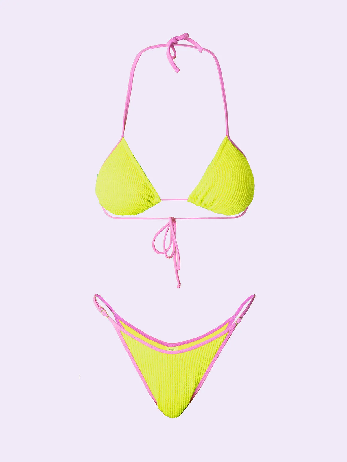 Women's Bikinis F**K Crazy Triangle with Slip American Adjustable Fluo Yellow SW0410-FY sold by F**K Official product image thumbnail 3