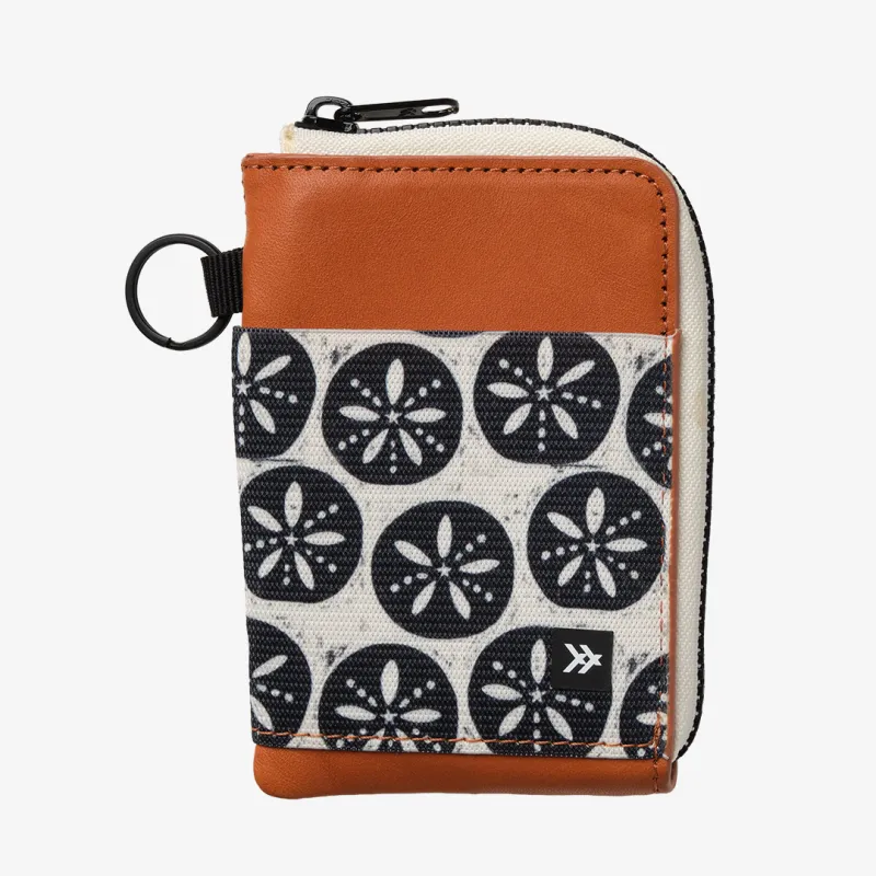 Sand Dollar Black - Leather Zip Wallet made by Thread Wallets