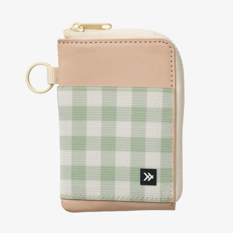 Green Gingham - Leather Zip Wallet made by Thread Wallets